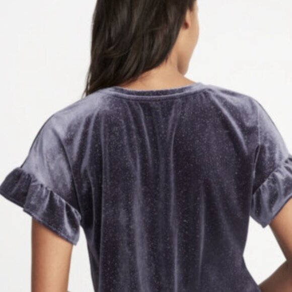 NWT Old Navy Shimmer Holiday Ruffle Sleeve Velour Top Size XL - Picture 2 of 6